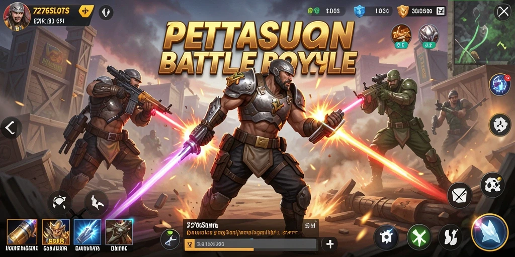 Screenshot utama <strong>7276SLOTS</strong> menampilkan gameplay aksi Battle Royale yang mendebarkan.