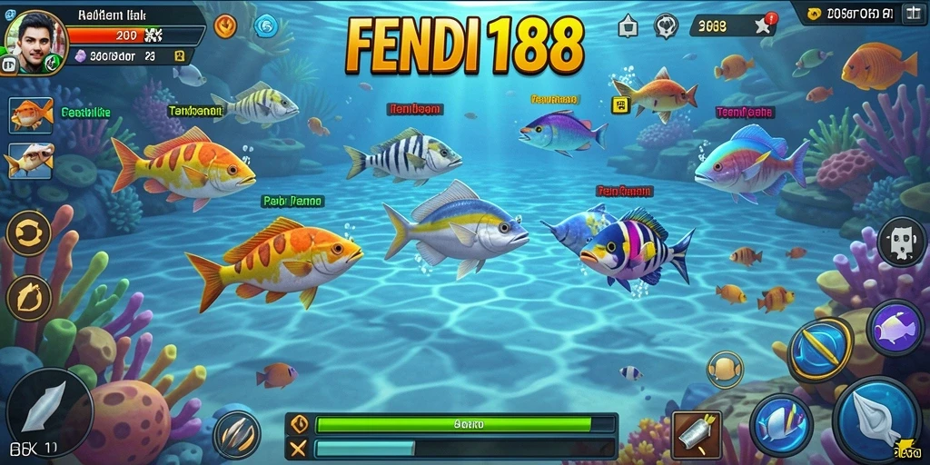 Tampilan screenshot FENDI188 menampilkan aksi seru dalam permainan Tembak Ikan.