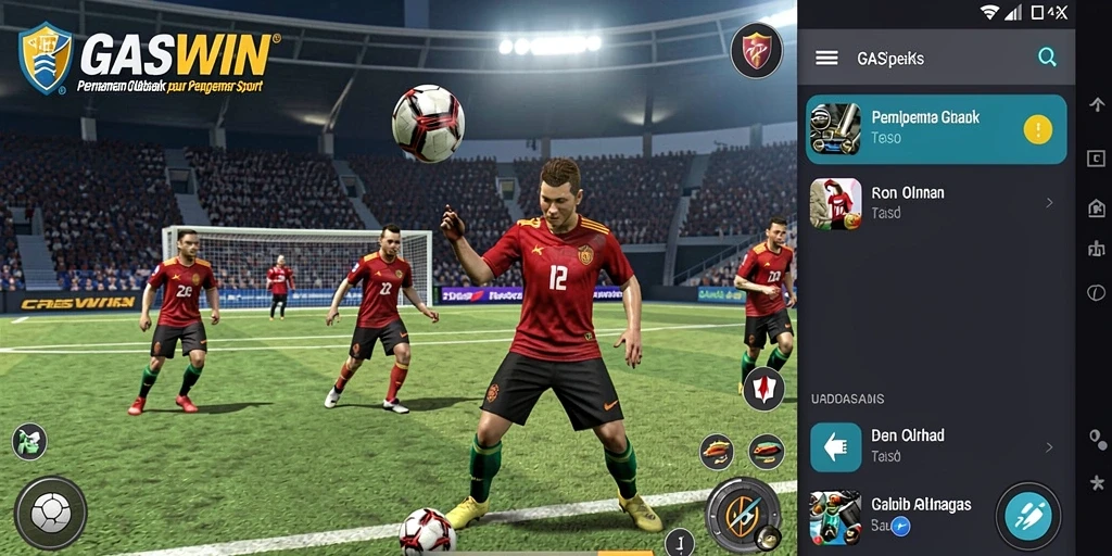 Tampilan gameplay mendebarkan dari GASWIN yang menampilkan aksi olahraga nyata.