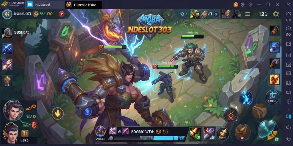 Gameplay seru dalam INDESLOT303 dengan pertarungan MOBA yang intens.