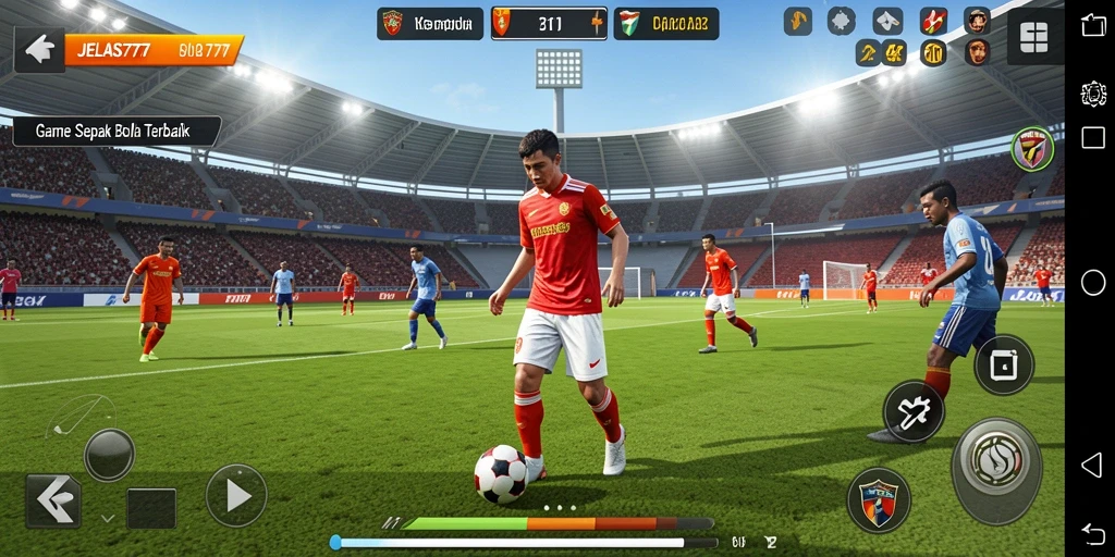 Screenshot gameplay JELAS777 dengan aksi sepak bola seru.