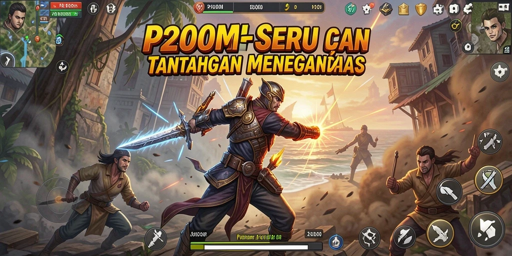 Tampilan aksi seru dalam permainan P200M dengan karakter berani dan gameplay menantang.