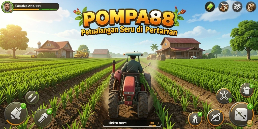 Tangkapan layar gameplay menarik dari POMPA88 menunjukkan ladang penuh warna.