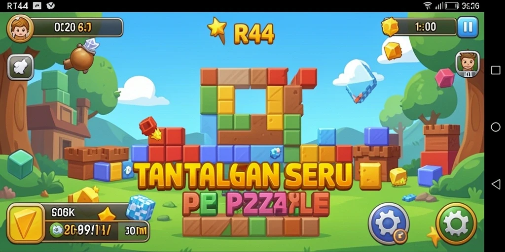 Tampilan gameplay RR44 yang penuh warna dan menantang.
