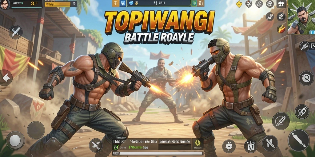 Screenshot gameplay seru dari TOPIWANGI dalam aksi Battle Royale.